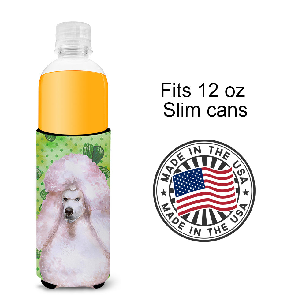 White Standard Poodle St Patrick's  Ultra Hugger for slim cans BB9891MUK  the-store.com.