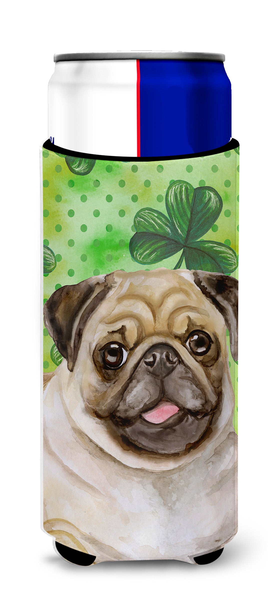 Fawn Pug St Patrick&#39;s  Ultra Hugger for slim cans BB9892MUK