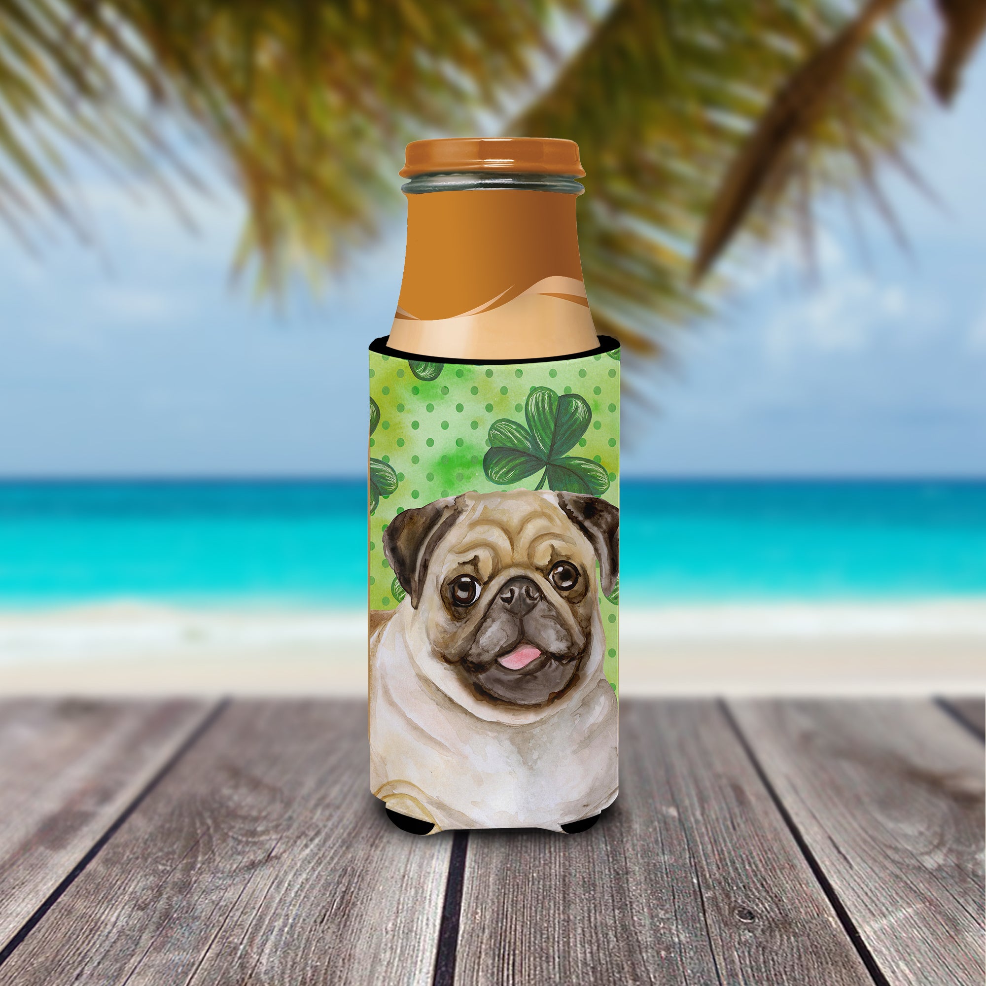 Fawn Pug St Patrick's  Ultra Hugger for slim cans BB9892MUK  the-store.com.