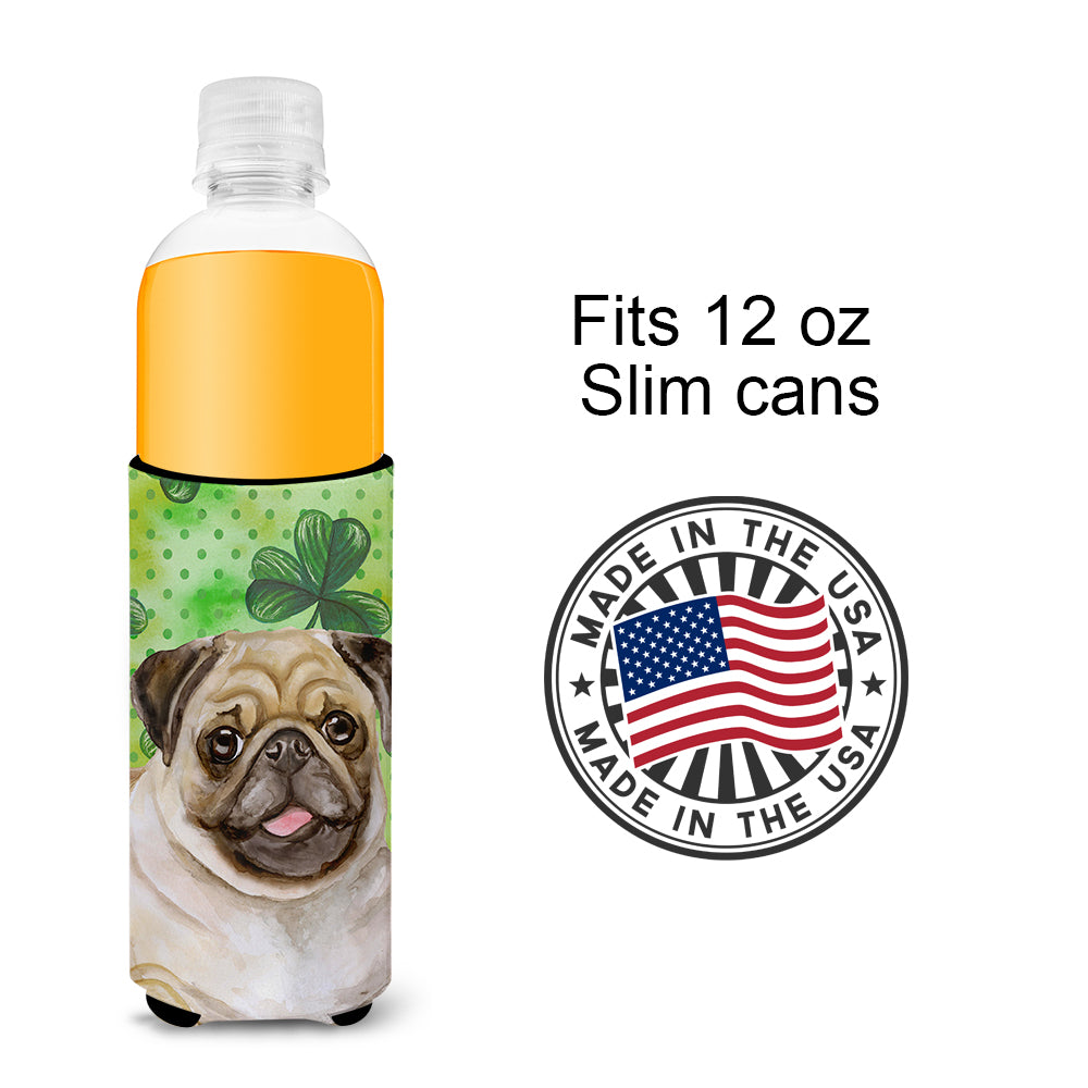 Fawn Pug St Patrick's  Ultra Hugger for slim cans BB9892MUK