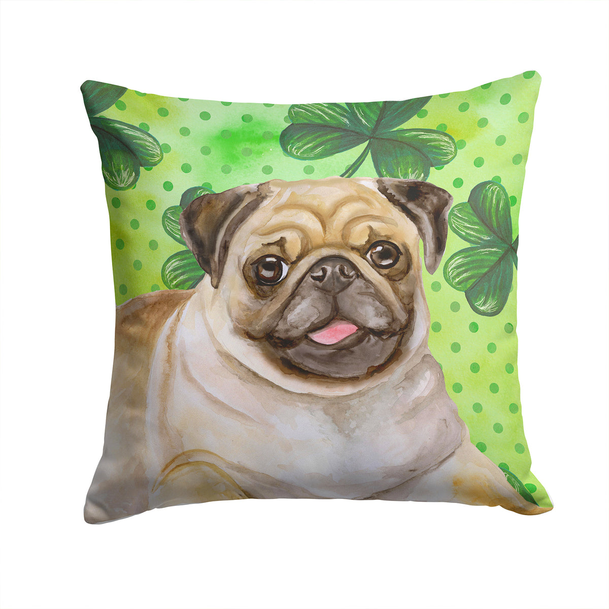 Fawn Pug St Patrick&#39;s Fabric Decorative Pillow BB9892PW1414 - the-store.com