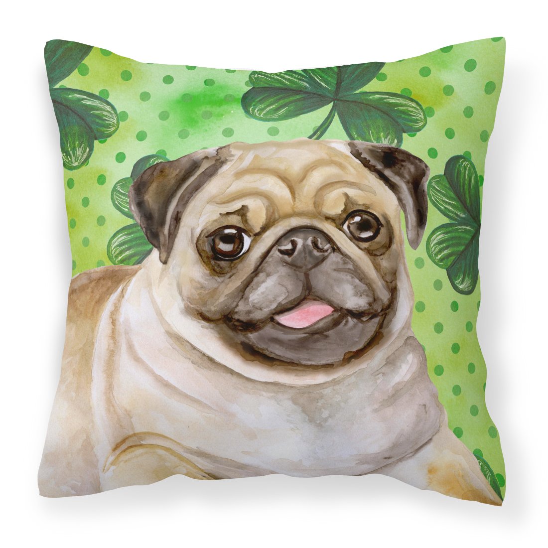 Fawn Pug St Patrick's Fabric Decorative Pillow BB9892PW1818 by Caroline's Treasures