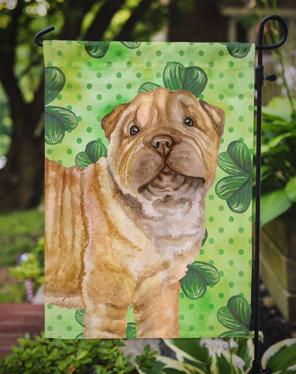 Shar Pei Puppy St Patrick's Flag Garden Size BB9893GF