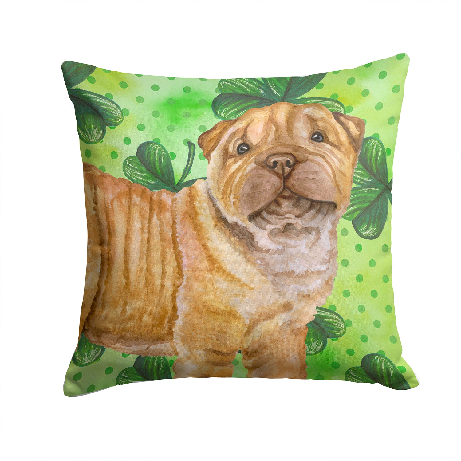 Shar Pei Puppy St Patrick's Fabric Decorative Pillow BB9893PW1414 - the-store.com