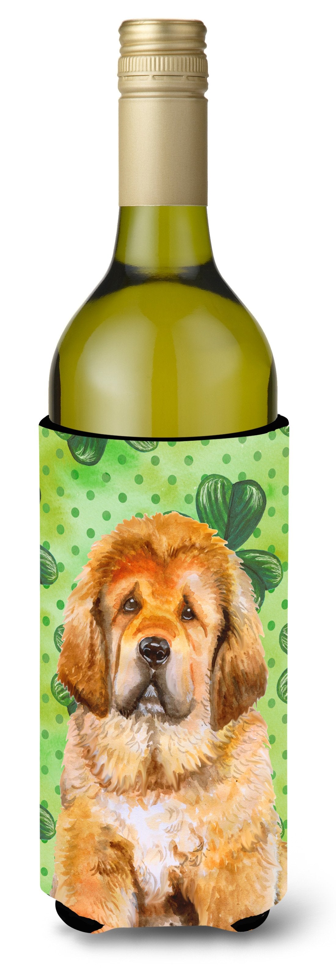Tibetan Mastiff St Patrick&#39;s Wine Bottle Beverge Insulator Hugger BB9895LITERK by Caroline&#39;s Treasures
