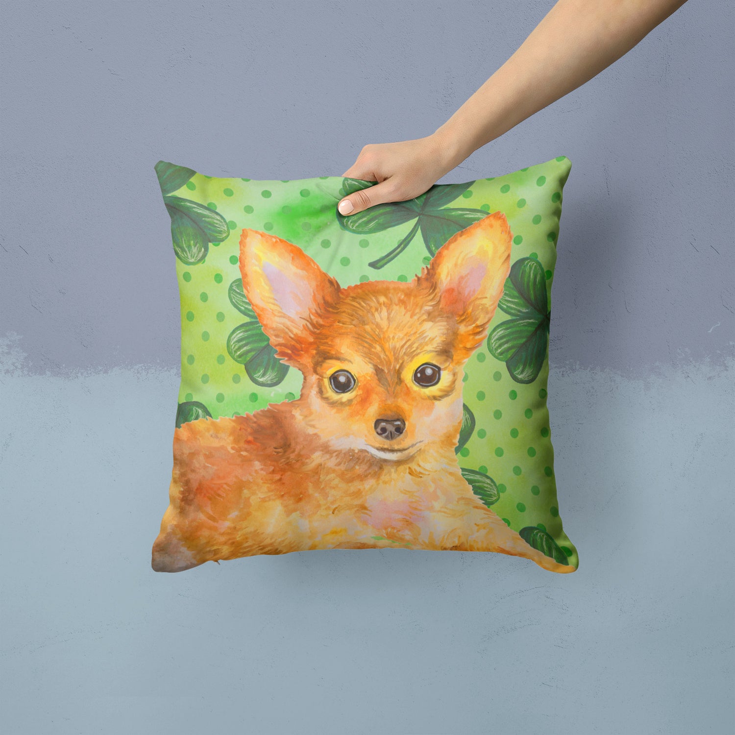 Toy Terrier St Patrick's Fabric Decorative Pillow BB9896PW1414 - the-store.com