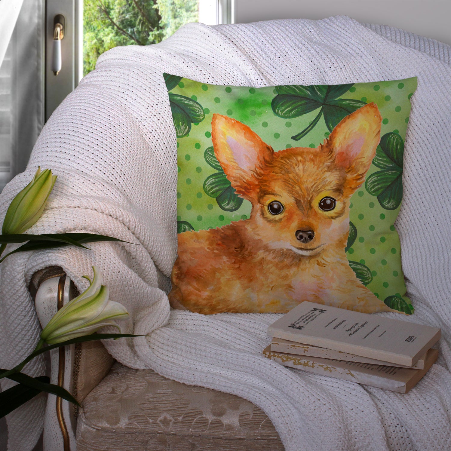 Toy Terrier St Patrick's Fabric Decorative Pillow BB9896PW1414 - the-store.com