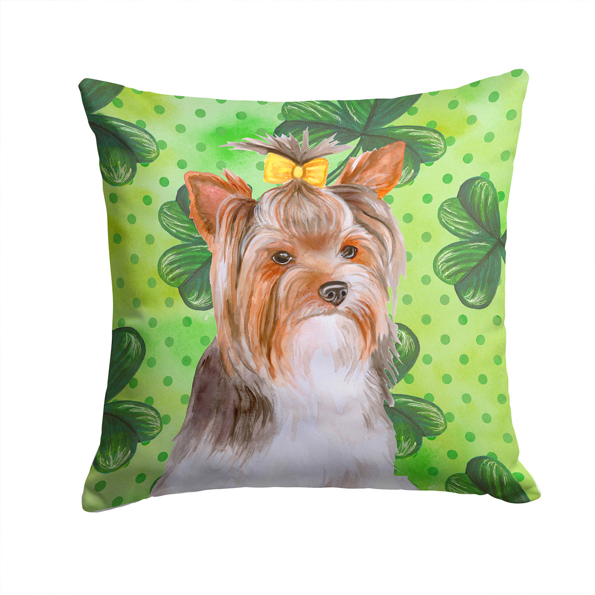 Yorkshire Terrier #2 St Patrick&#39;s Fabric Decorative Pillow BB9897PW1414 - the-store.com