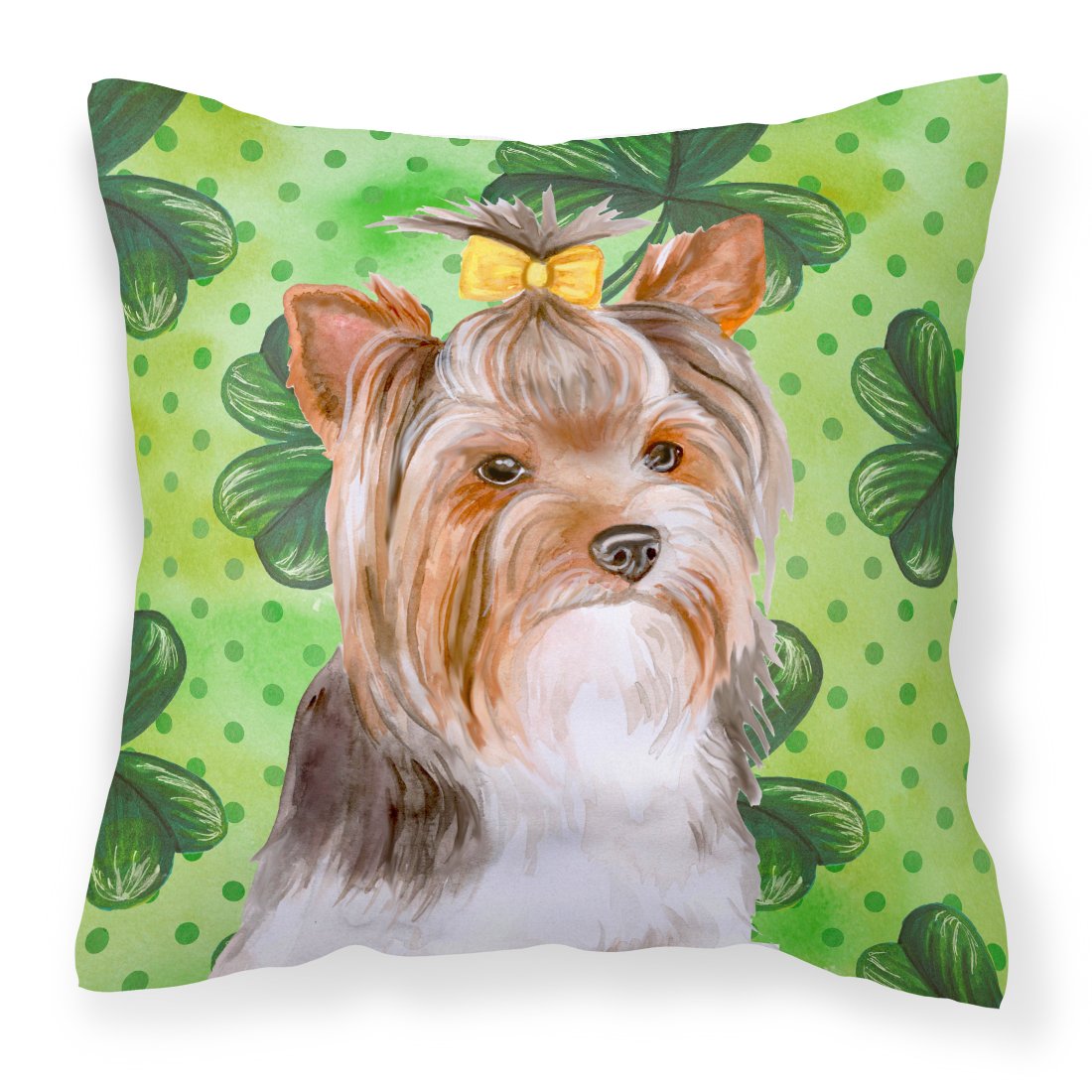 Yorkshire Terrier #2 St Patrick's Fabric Decorative Pillow BB9897PW1818 by Caroline's Treasures