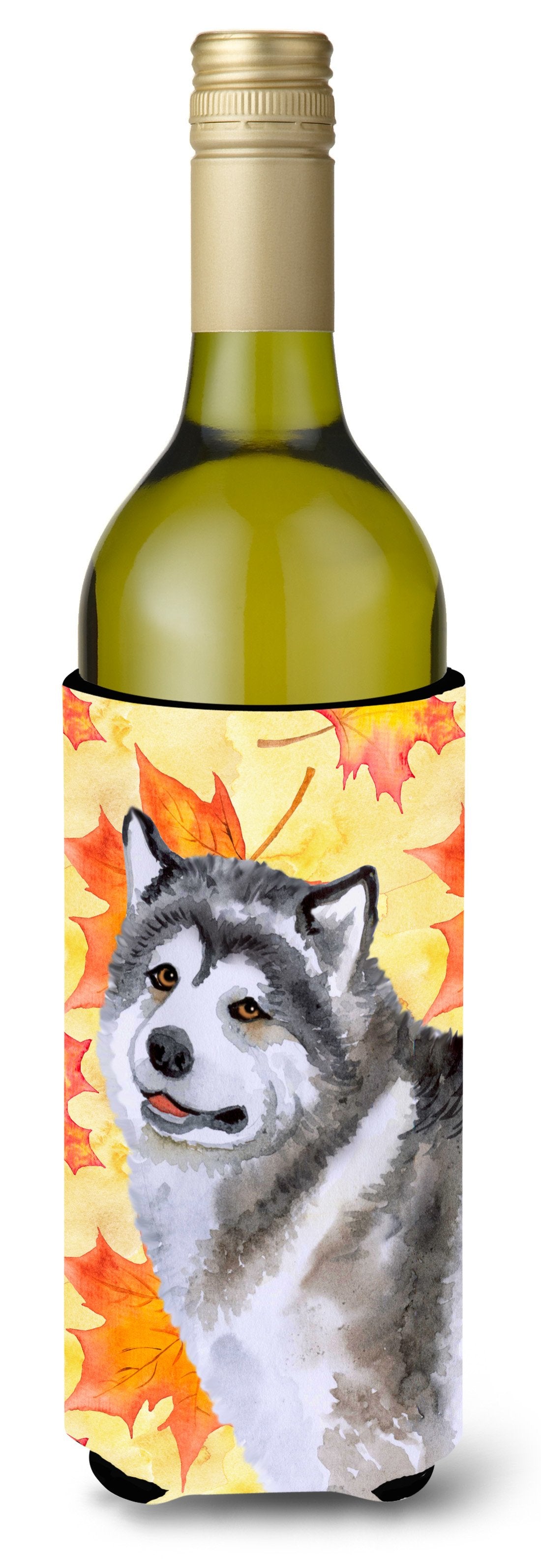 Alaskan Malamute Fall Wine Bottle Beverge Insulator Hugger BB9899LITERK by Caroline&#39;s Treasures