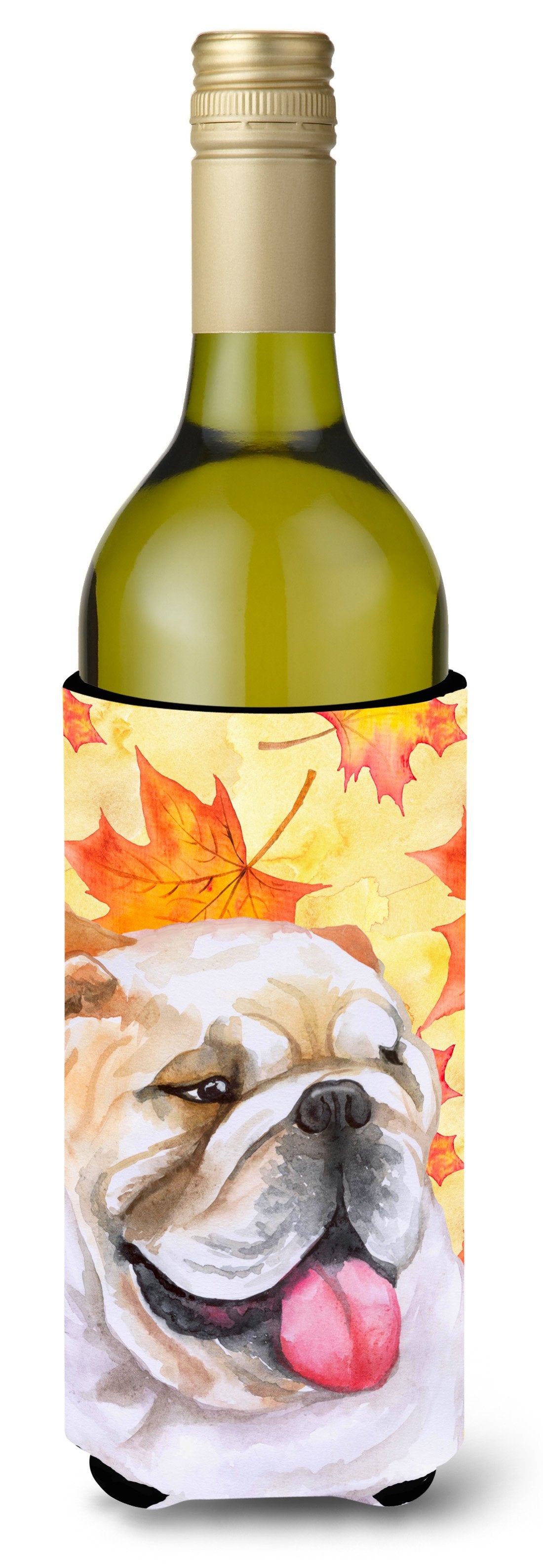 English Bulldog Fall Wine Bottle Beverge Insulator Hugger BB9900LITERK by Caroline&#39;s Treasures