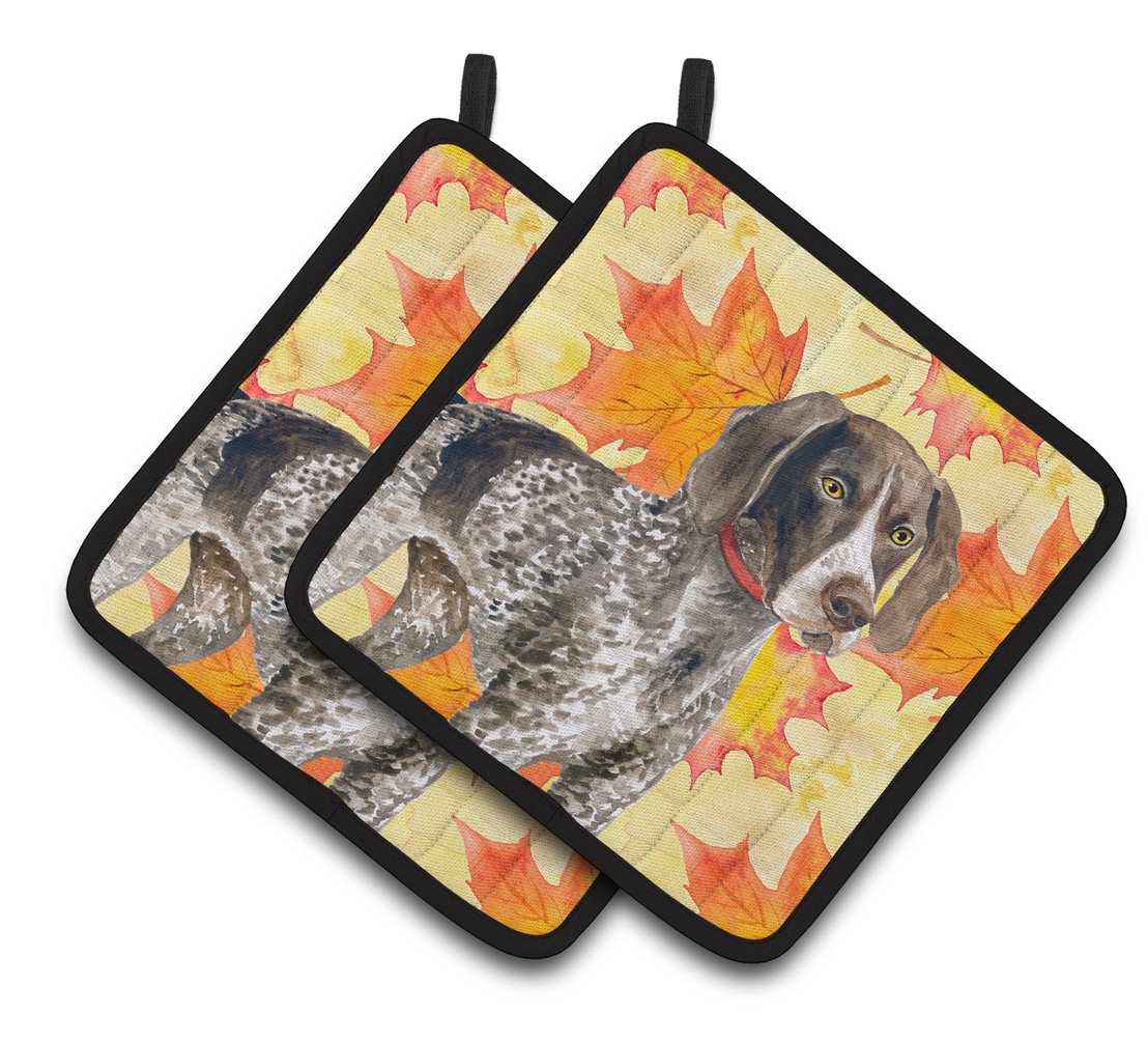 German Shorthaired Pointer Fall Pair of Pot Holders BB9902PTHD by Caroline&#39;s Treasures