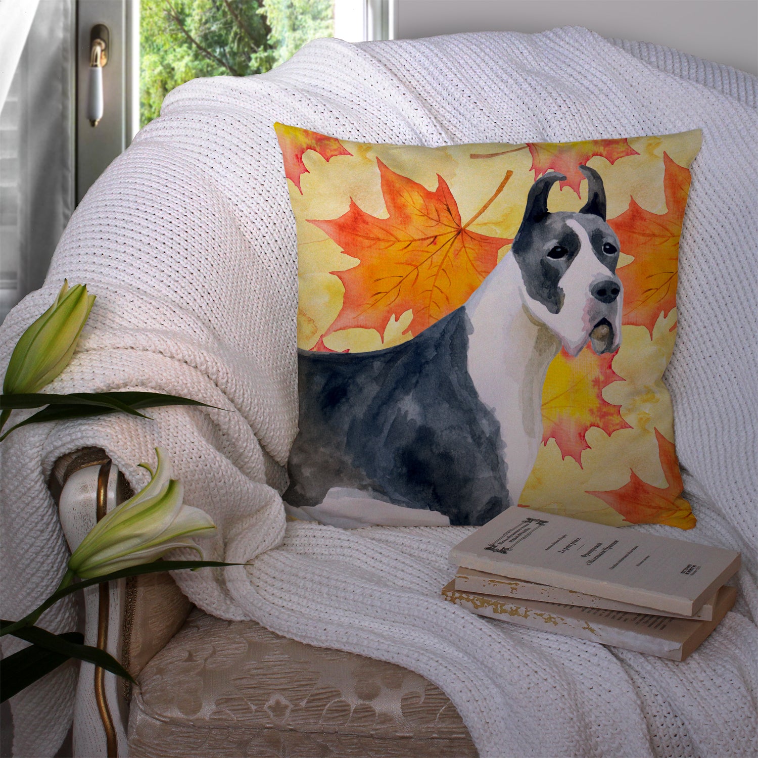Harlequin Great Dane Fall Fabric Decorative Pillow BB9904PW1414 - the-store.com