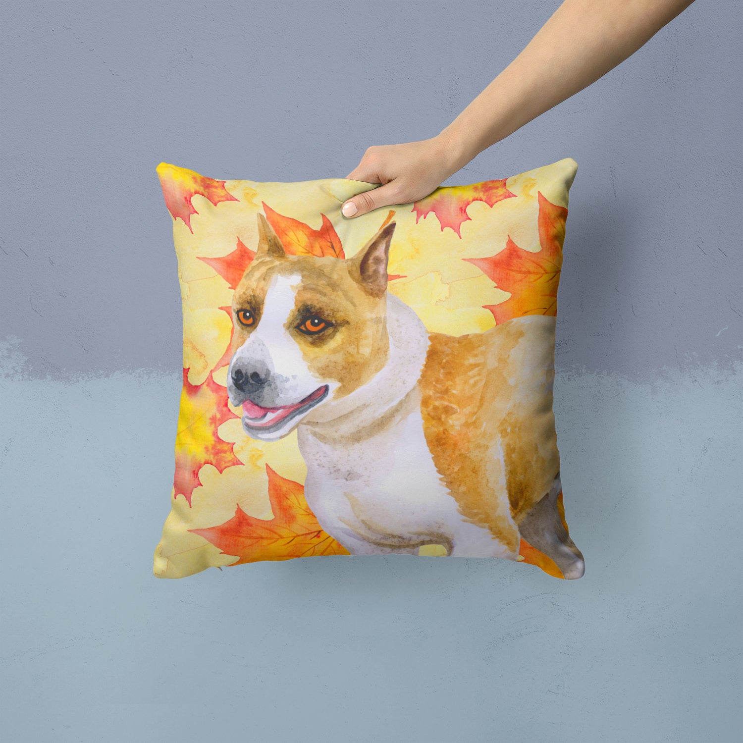 American Staffordshire Fall Fabric Decorative Pillow BB9905PW1414 - the-store.com