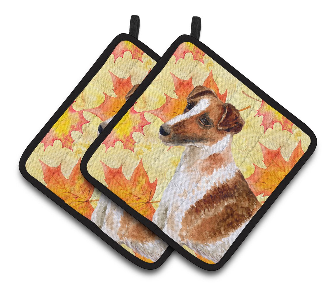 Smooth Fox Terrier Fall Pair of Pot Holders BB9908PTHD by Caroline&#39;s Treasures