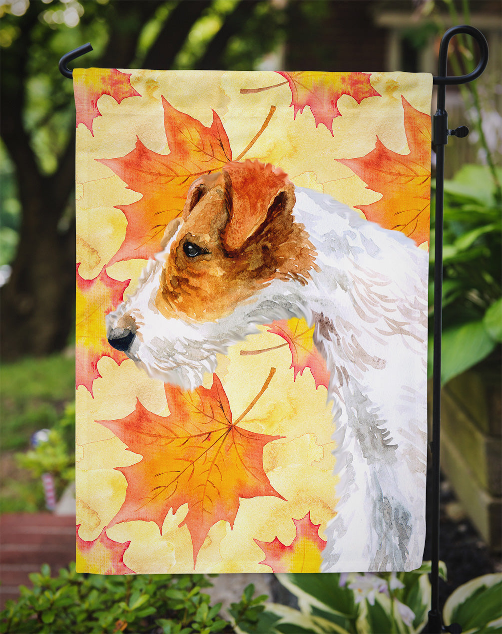 Fox Terrier Fall Flag Garden Size BB9911GF
