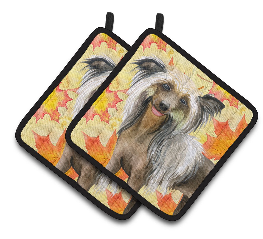 Chinese Crested Fall Pair of Pot Holders BB9920PTHD by Caroline&#39;s Treasures
