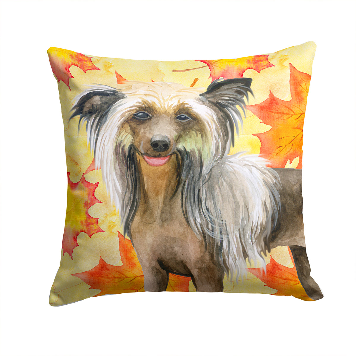 Chinese Crested Fall Fabric Decorative Pillow BB9920PW1414 - the-store.com