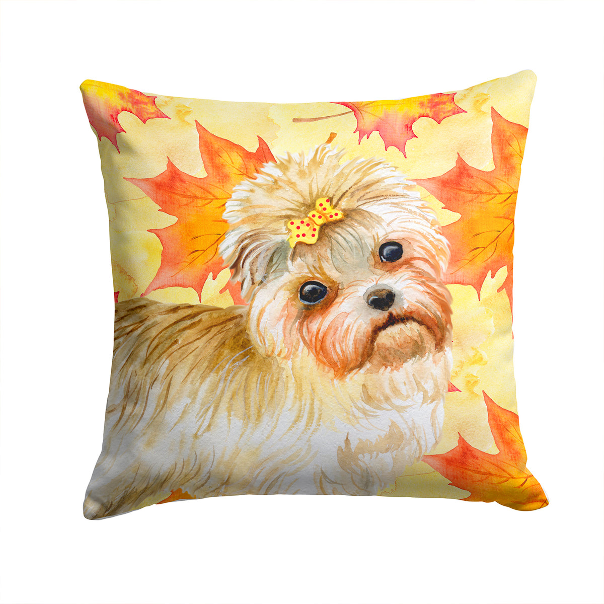 Morkie Fall Fabric Decorative Pillow BB9929PW1414 - the-store.com