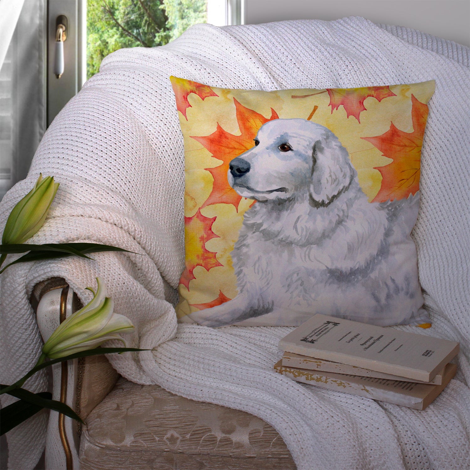 Maremma Sheepdog Fall Fabric Decorative Pillow BB9936PW1414 - the-store.com