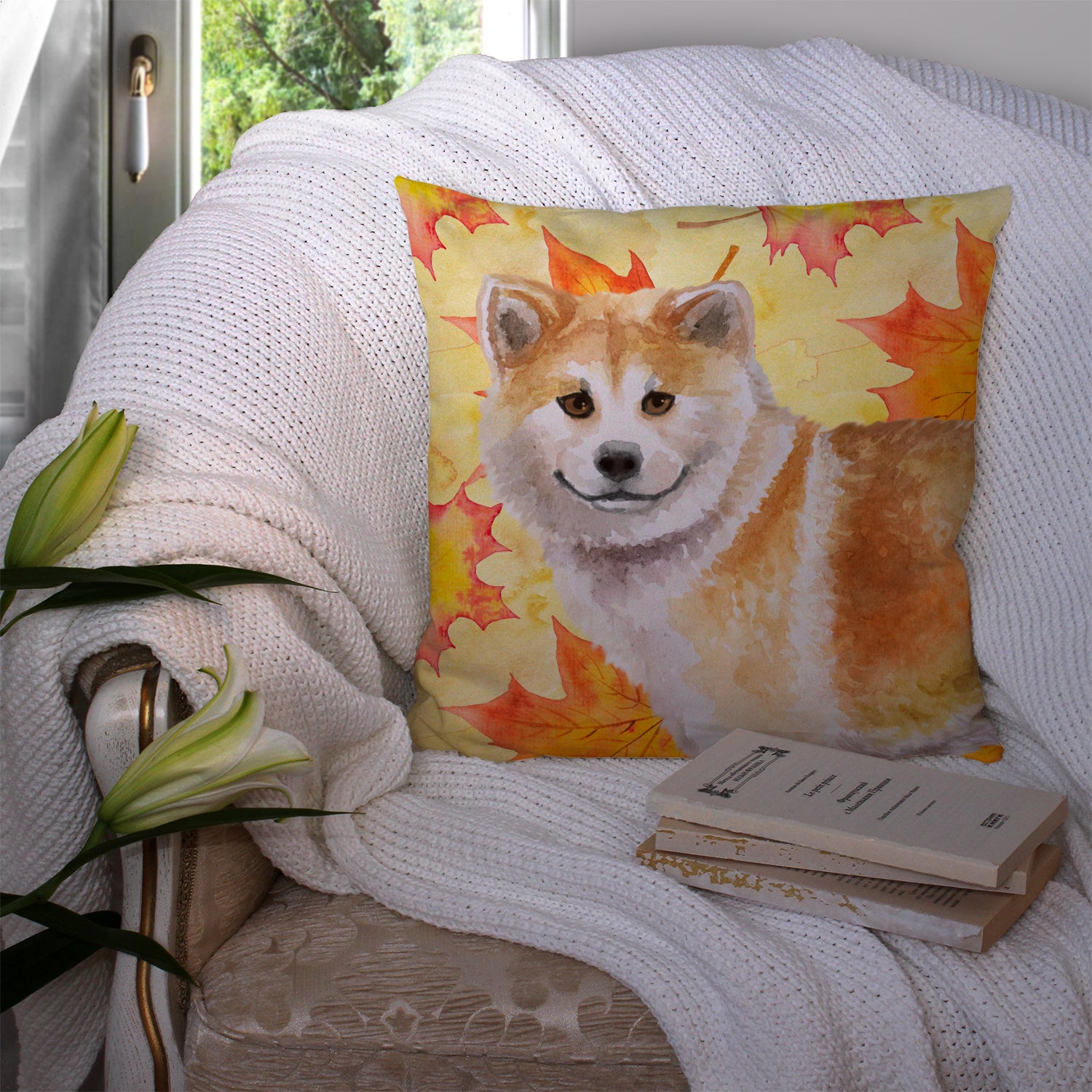 Shiba Inu Fall Fabric Decorative Pillow BB9939PW1414 - the-store.com