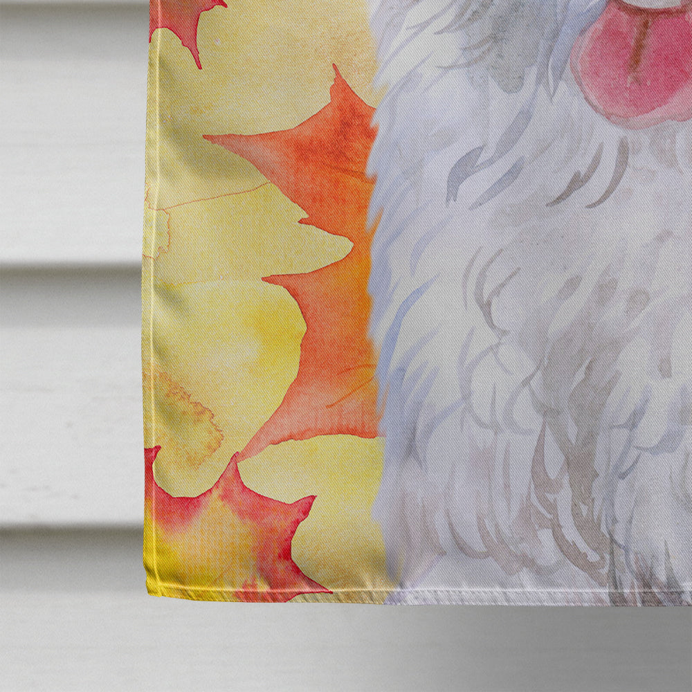 Medium White Poodle Fall Flag Canvas House Size BB9944CHF  the-store.com.