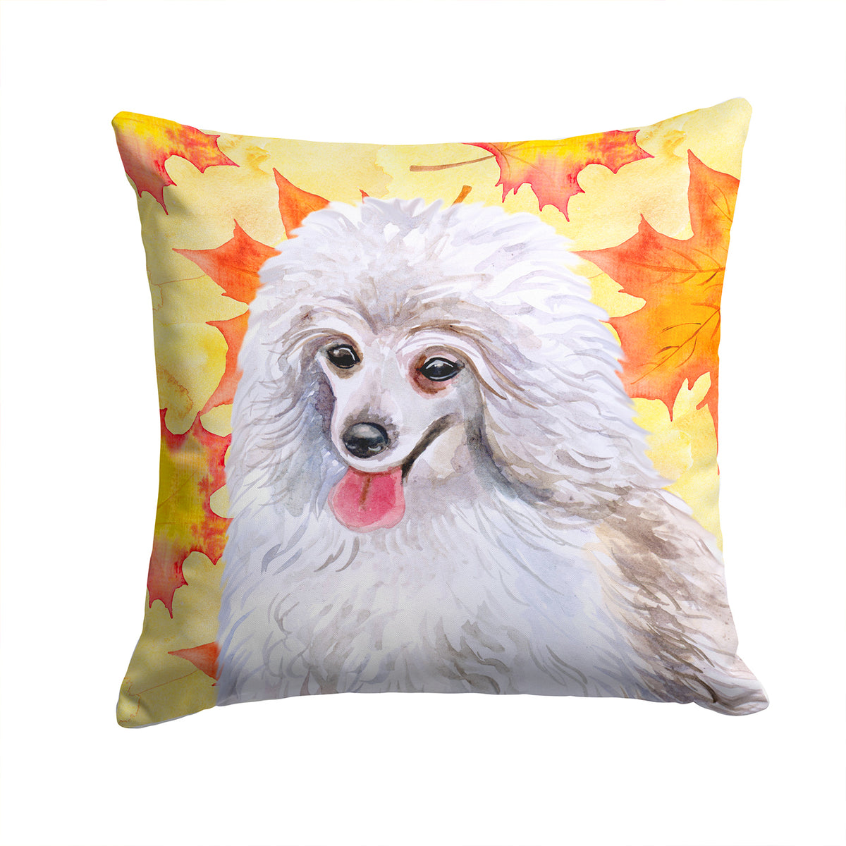 Medium White Poodle Fall Fabric Decorative Pillow BB9944PW1414 - the-store.com