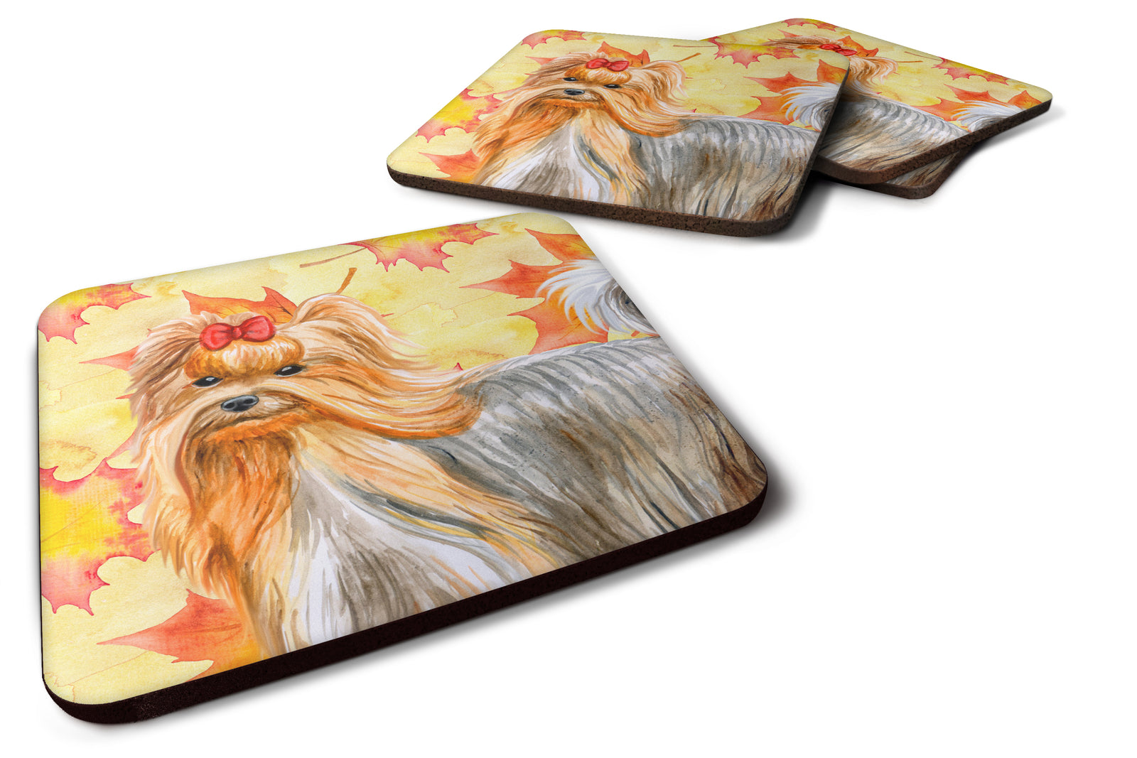 Yorkshire Terrier Fall Foam Coaster Set of 4 BB9946FC - the-store.com
