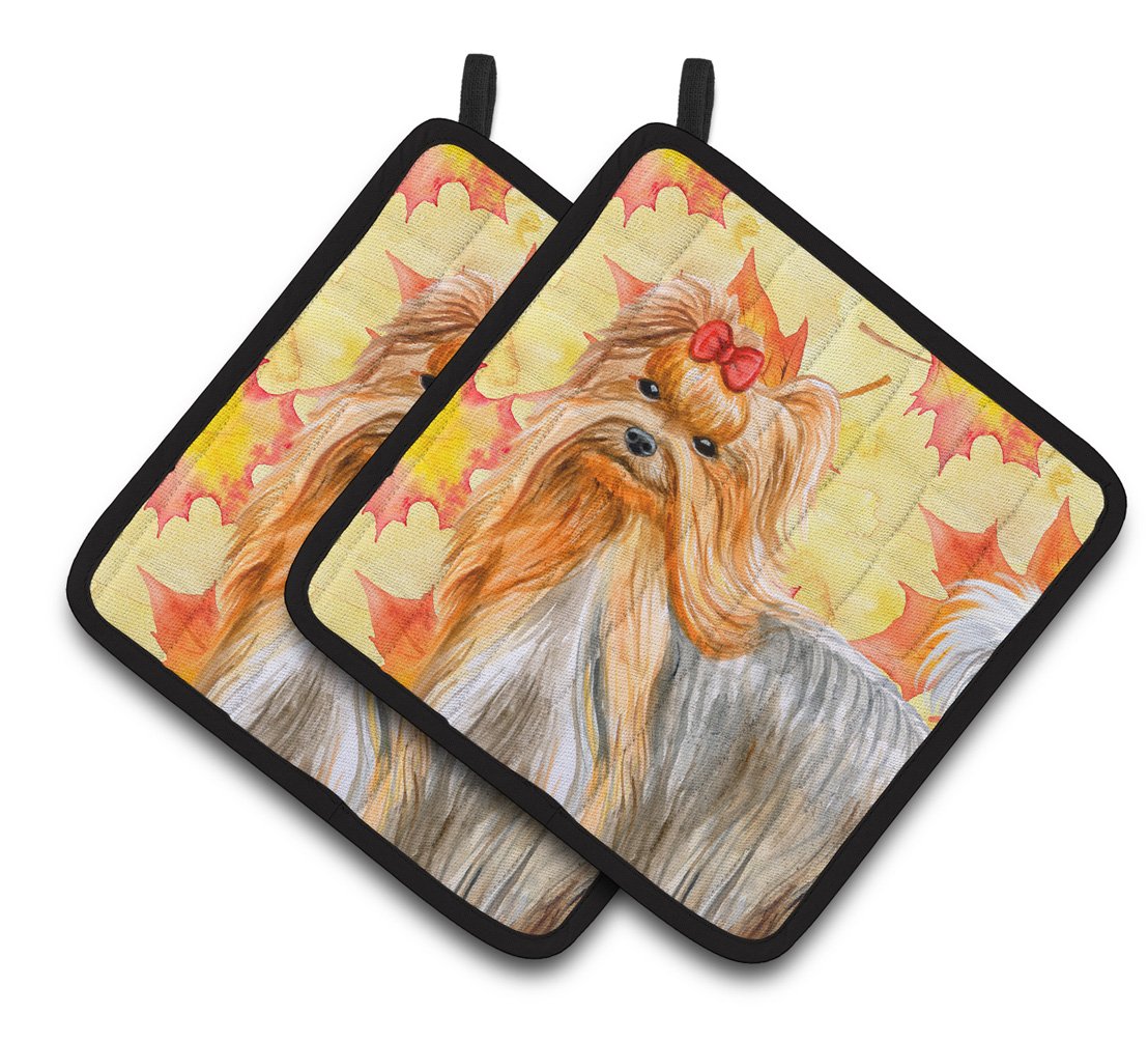Yorkshire Terrier Fall Pair of Pot Holders BB9946PTHD by Caroline&#39;s Treasures