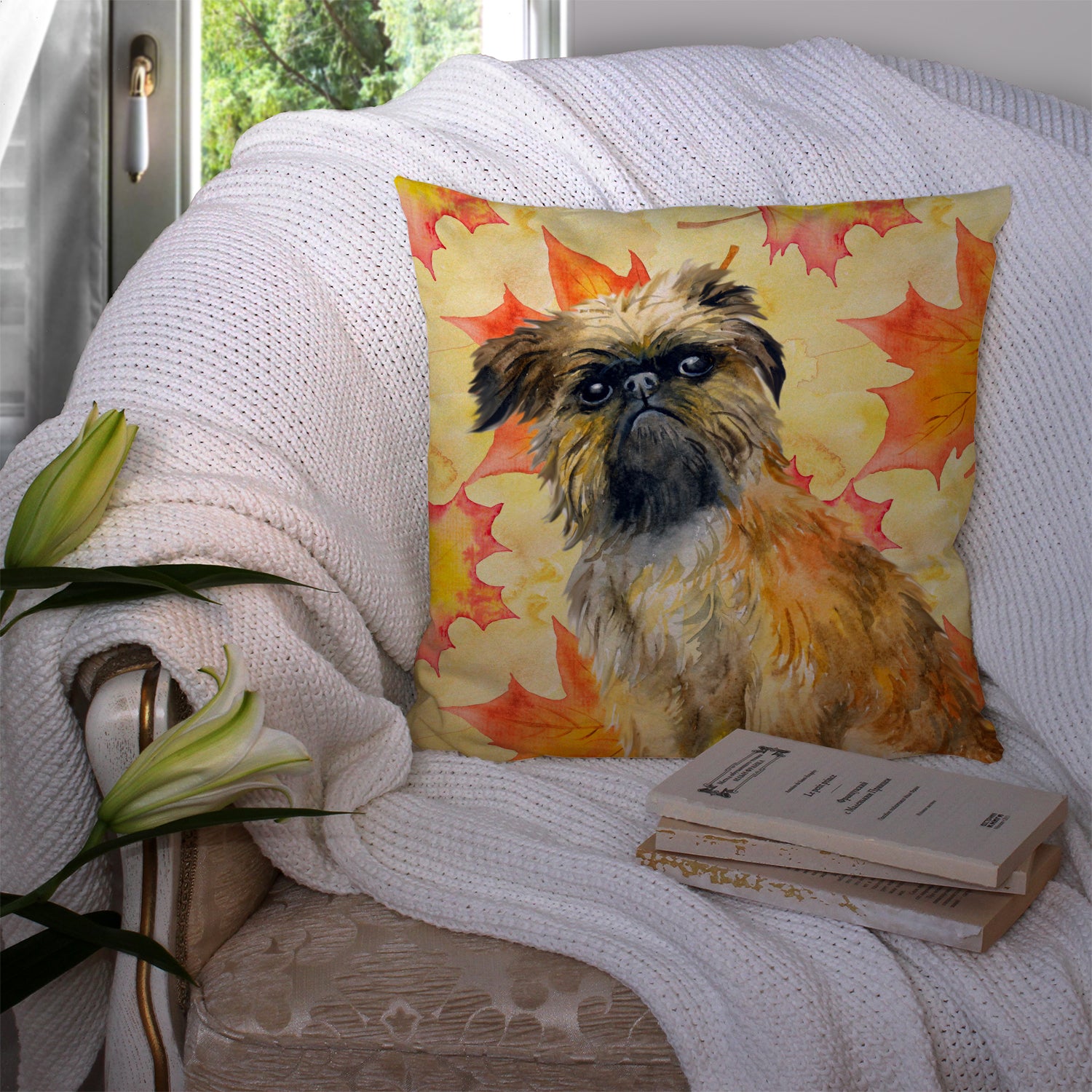 Brussels Griffon Fall Fabric Decorative Pillow - the-store.com