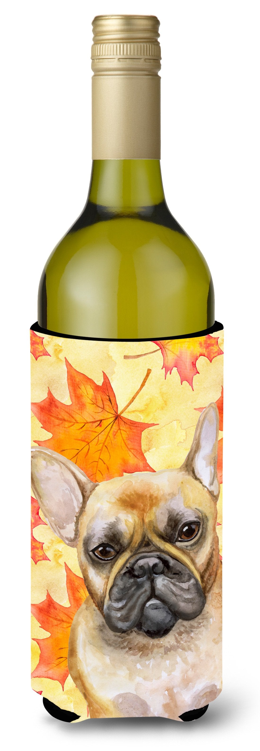 French Bulldog Fall Wine Bottle Beverge Insulator Hugger BB9949LITERK by Caroline&#39;s Treasures