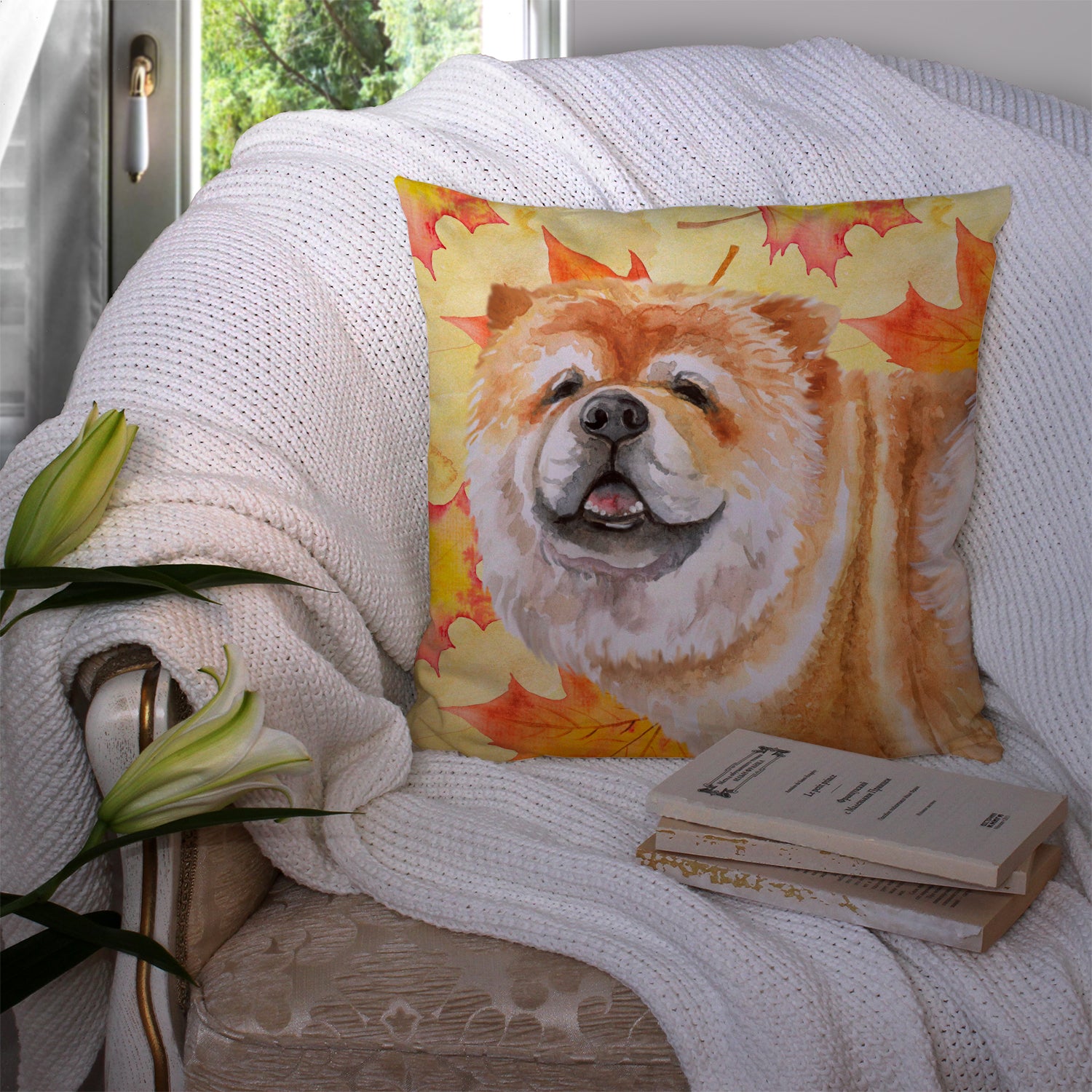 Chow Chow Fall Fabric Decorative Pillow BB9956PW1414 - the-store.com