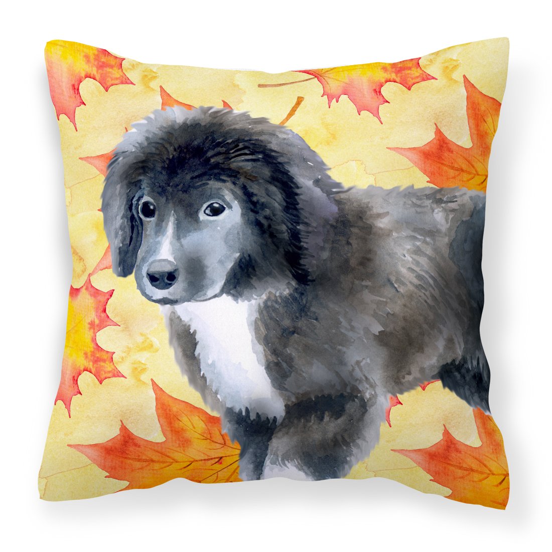 Newfoundland Puppy Fall Fabric Decorative Pillow BB9960PW1818 by Caroline&#39;s Treasures