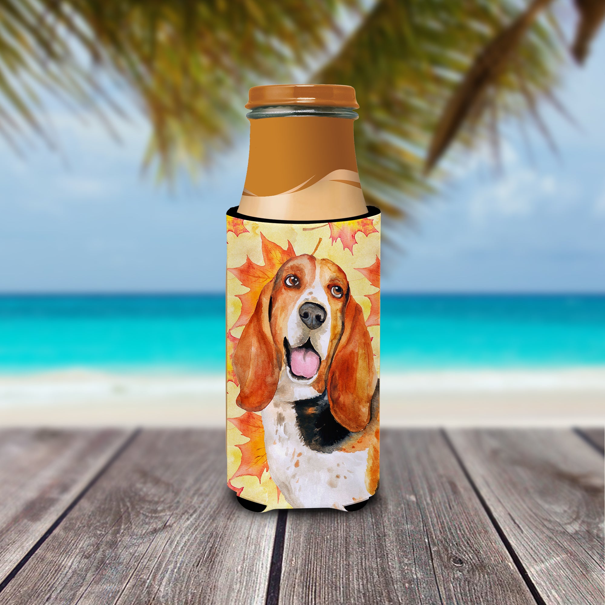 Basset Hound Fall  Ultra Hugger for slim cans BB9965MUK  the-store.com.