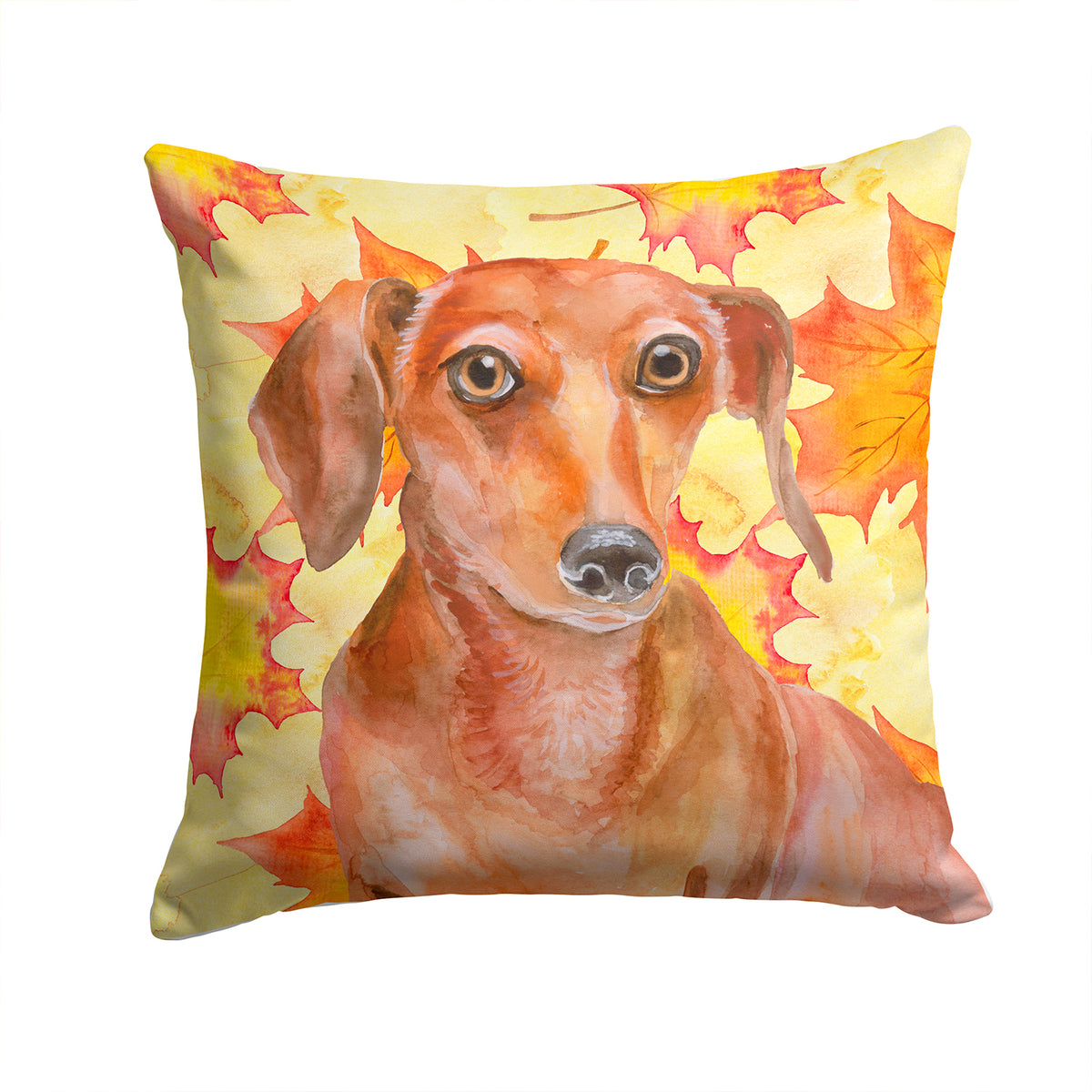 Red Dachshund Fall Fabric Decorative Pillow BB9968PW1414 - the-store.com