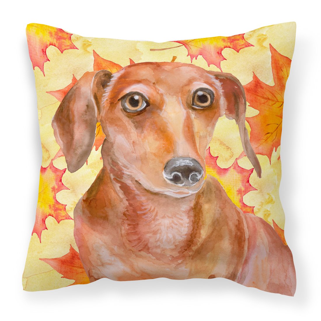 Red Dachshund Fall Fabric Decorative Pillow BB9968PW1818 by Caroline&#39;s Treasures