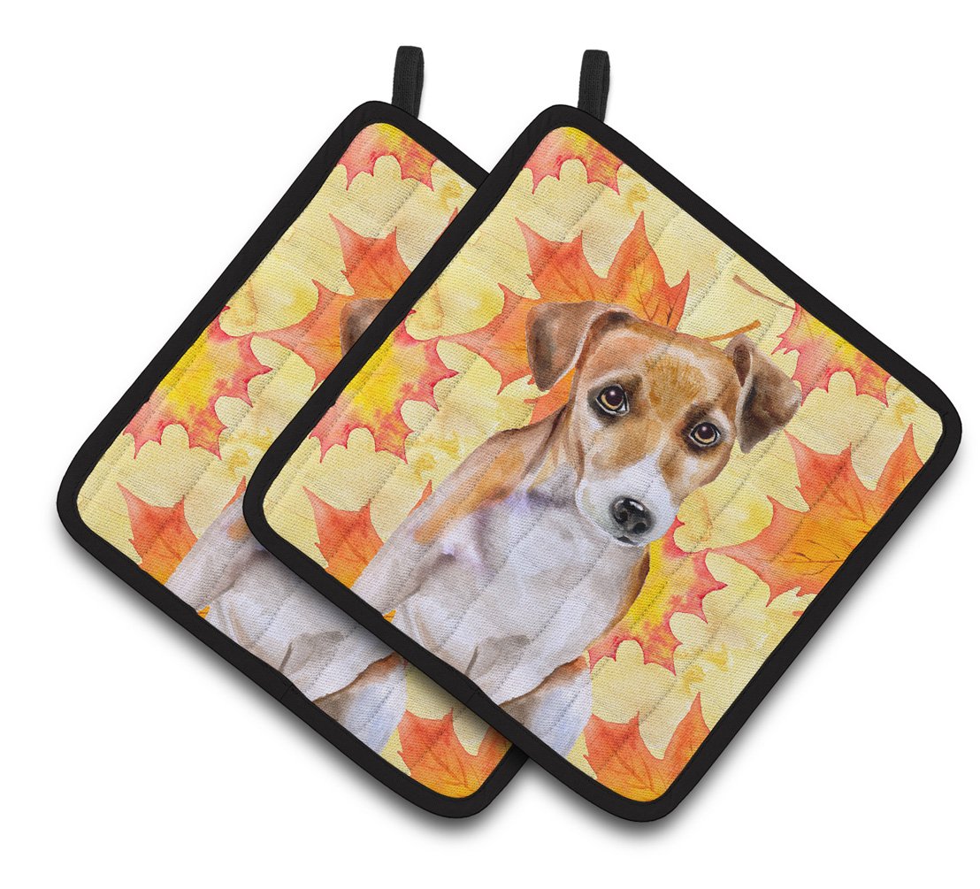 Jack Russell Terrier #2 Fall Pair of Pot Holders BB9974PTHD by Caroline&#39;s Treasures