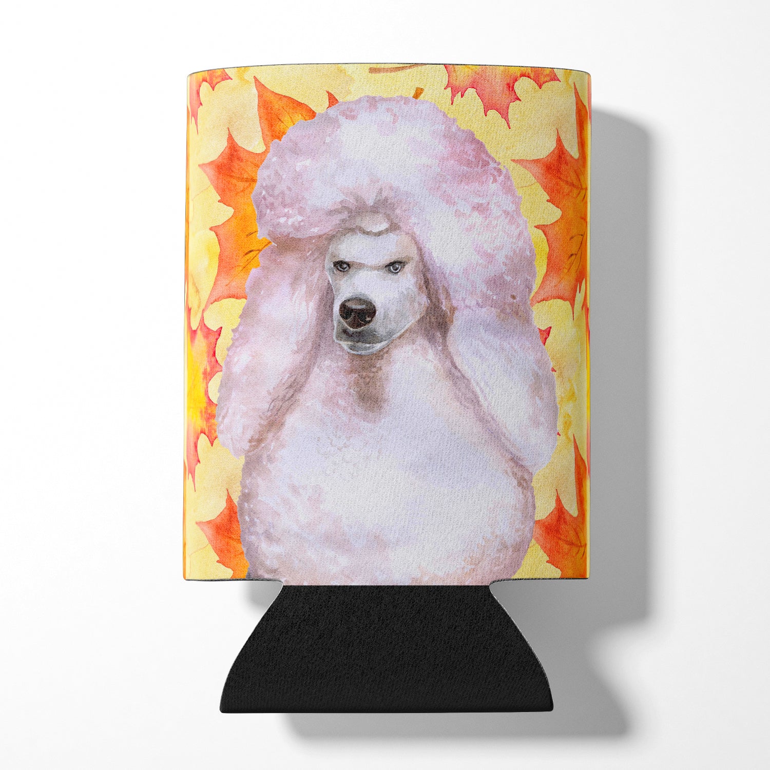 White Standard Poodle Fall Can or Bottle Hugger  the-store.com.