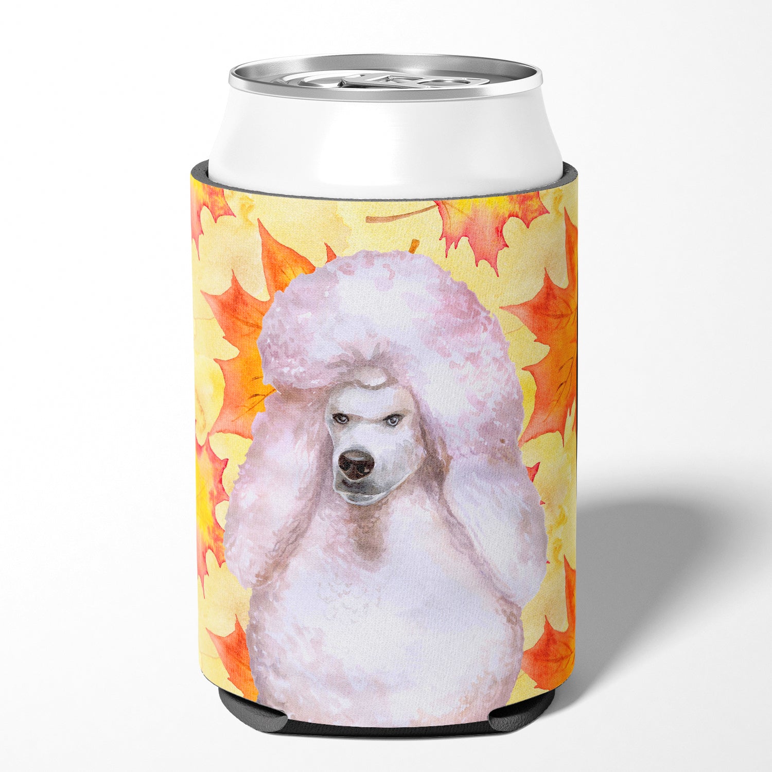 White Standard Poodle Fall Can or Bottle Hugger  the-store.com.