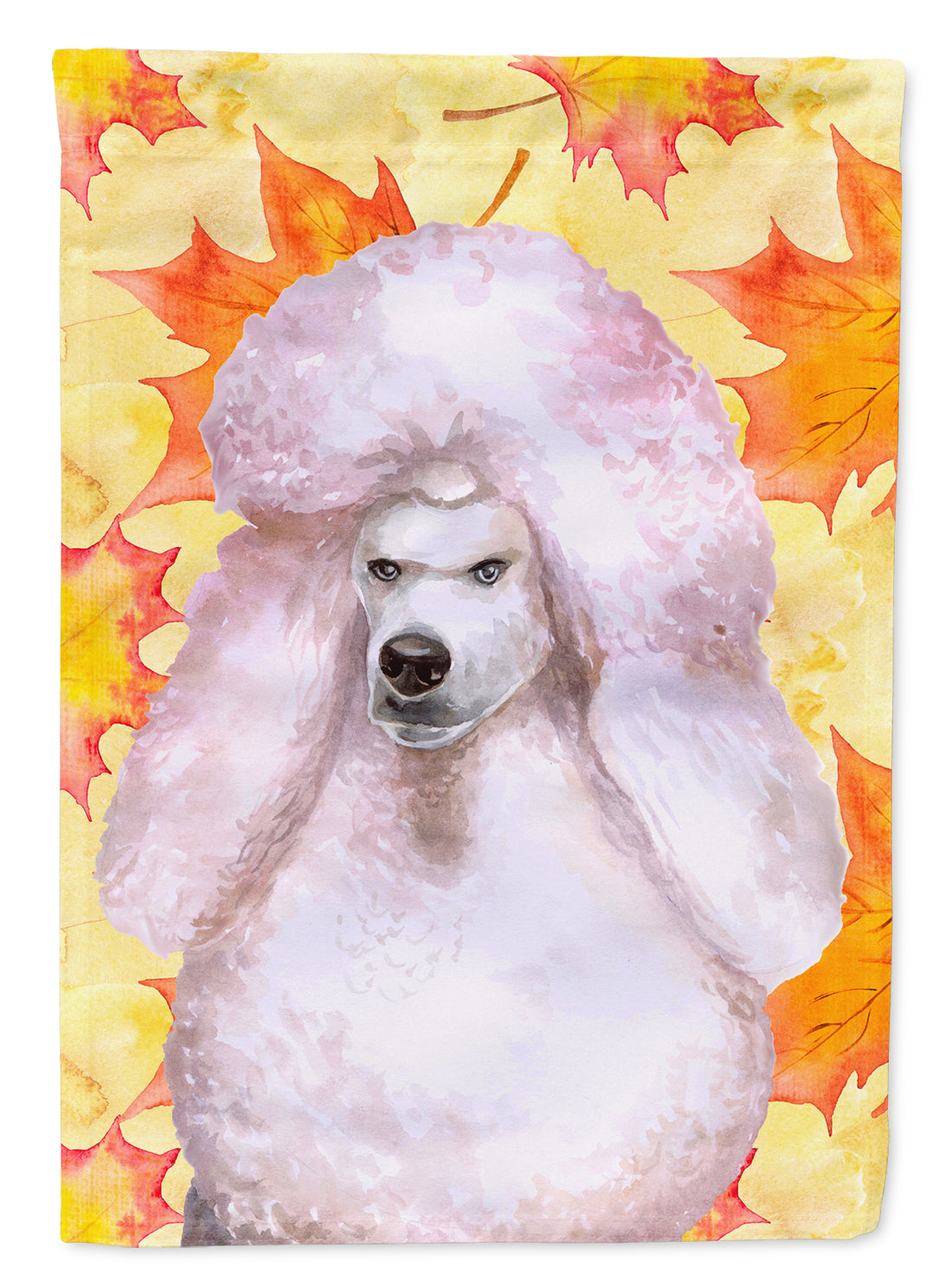 White Standard Poodle Fall Flag Canvas House Size BB9978CHF  the-store.com.