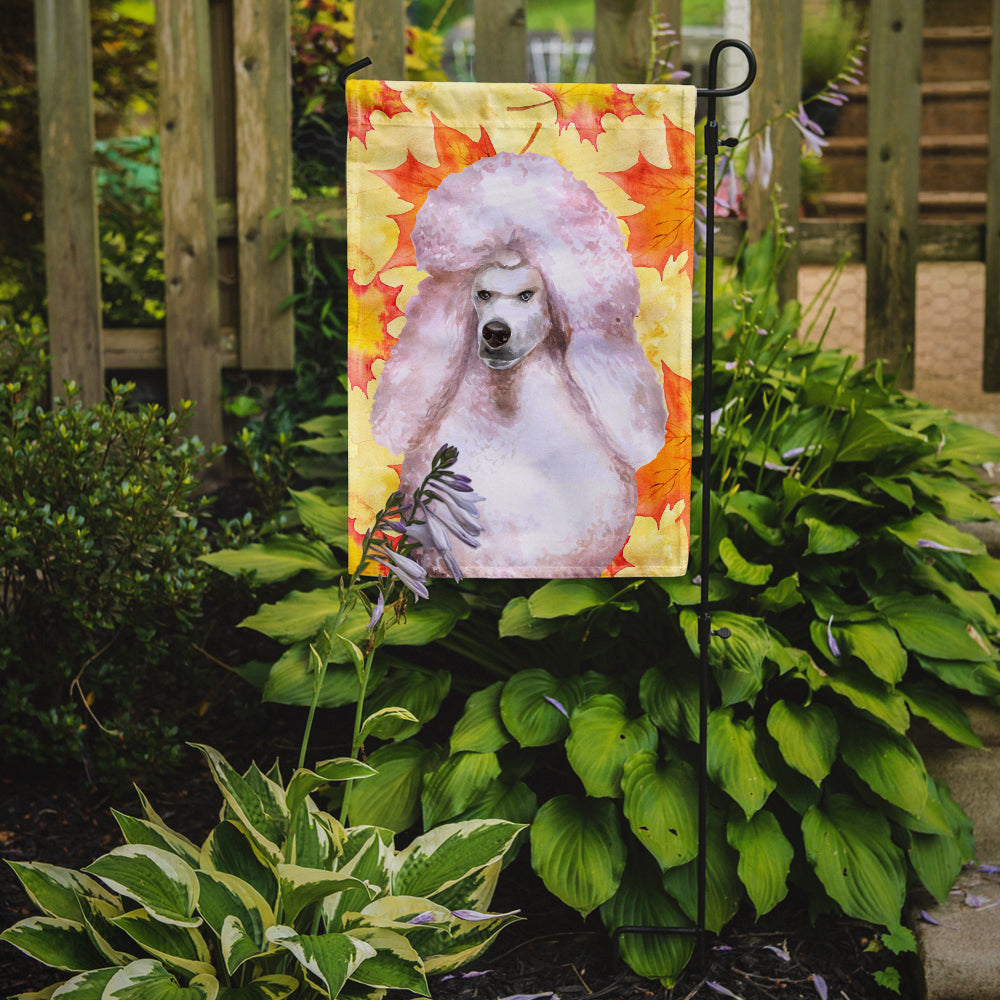 White Standard Poodle Fall Flag Garden Size BB9978GF