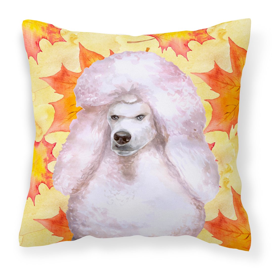 White Standard Poodle Fall Fabric Decorative Pillow BB9978PW1818 by Caroline&#39;s Treasures