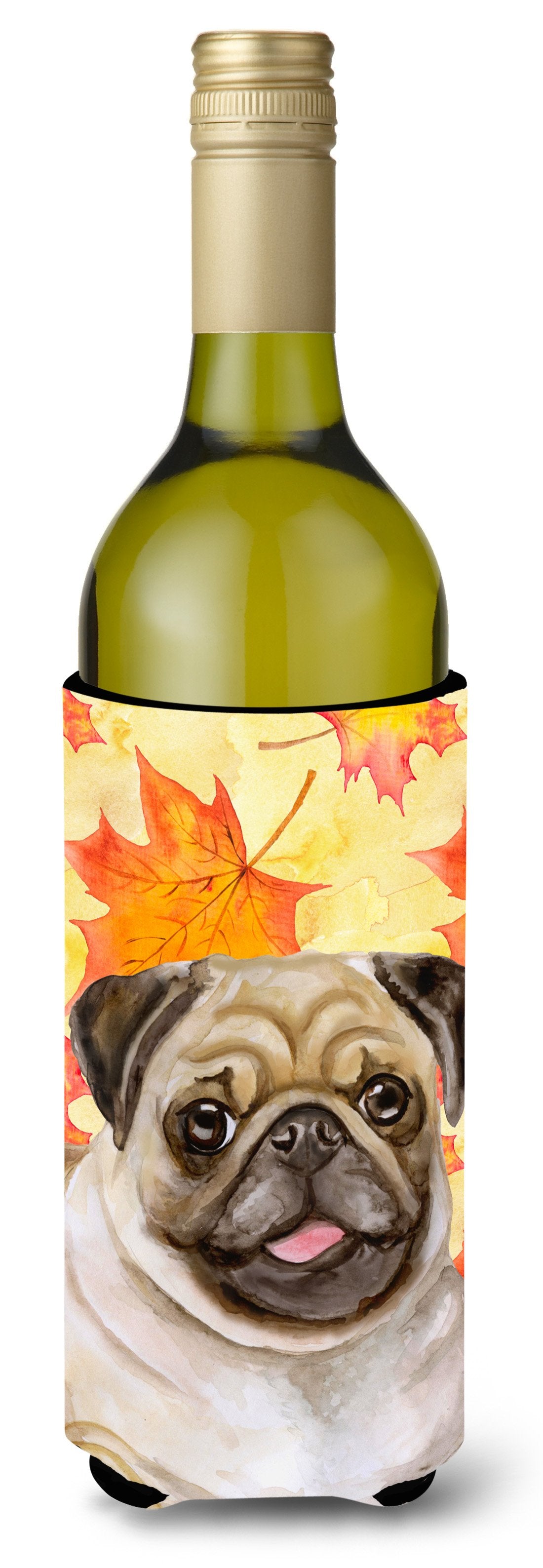Fawn Pug Fall Wine Bottle Beverge Insulator Hugger BB9979LITERK by Caroline&#39;s Treasures