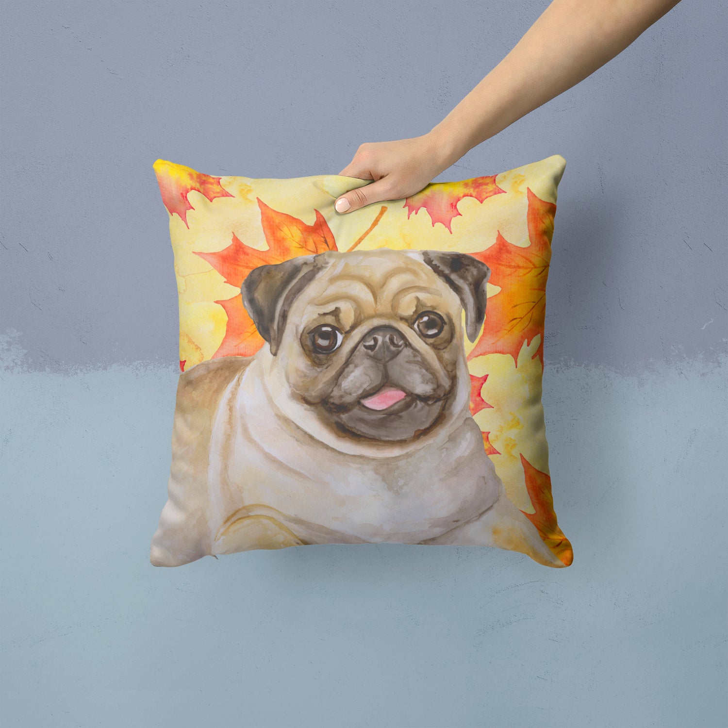 Fawn Pug Fall Fabric Decorative Pillow - the-store.com