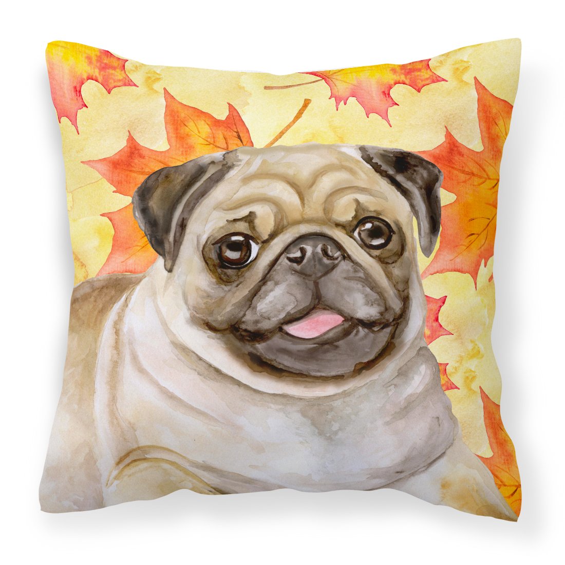 Fawn Pug Fall Fabric Decorative Pillow BB9979PW1818 by Caroline&#39;s Treasures