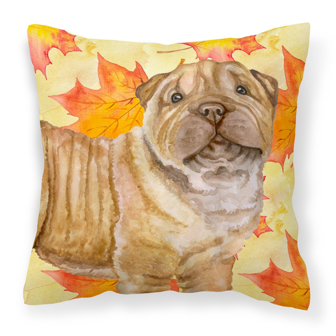 Shar Pei Puppy Fall Fabric Decorative Pillow BB9980PW1818 by Caroline's Treasures