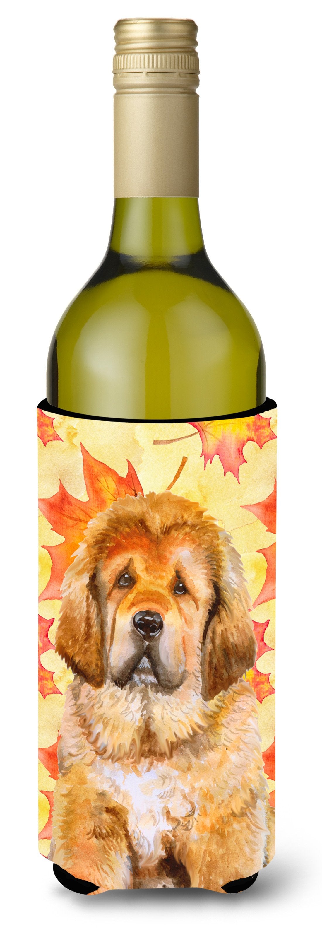Tibetan Mastiff Fall Wine Bottle Beverge Insulator Hugger BB9982LITERK by Caroline&#39;s Treasures