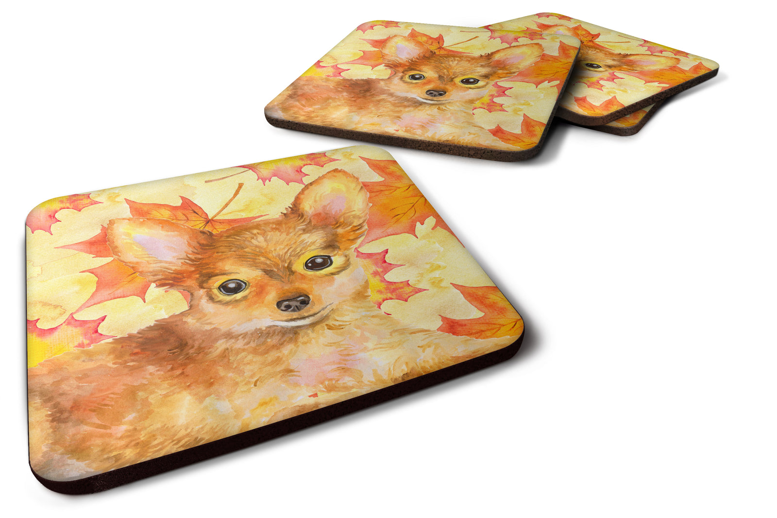Toy Terrier Fall Foam Coaster Set of 4 BB9983FC - the-store.com