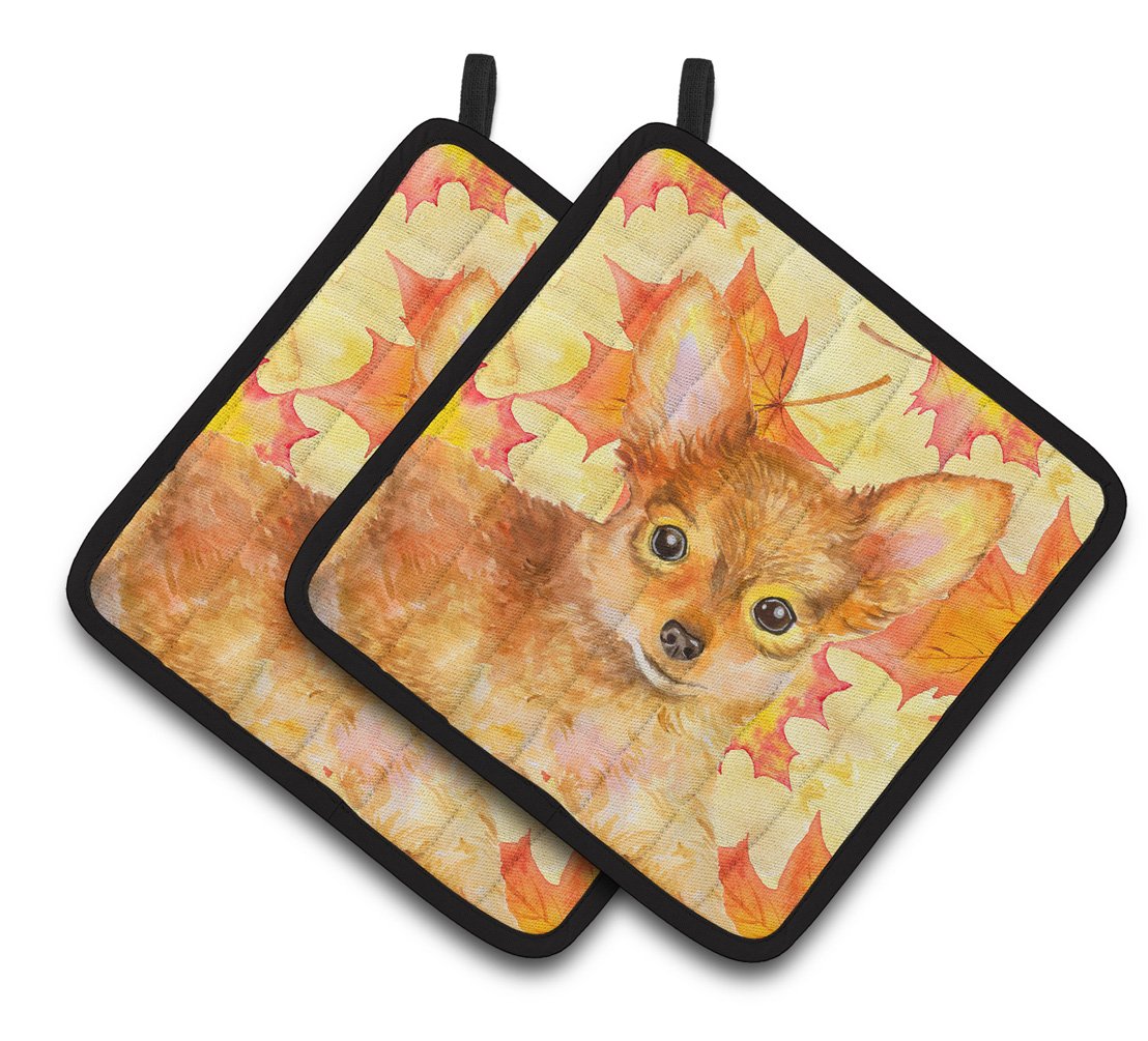 Toy Terrier Fall Pair of Pot Holders BB9983PTHD by Caroline&#39;s Treasures