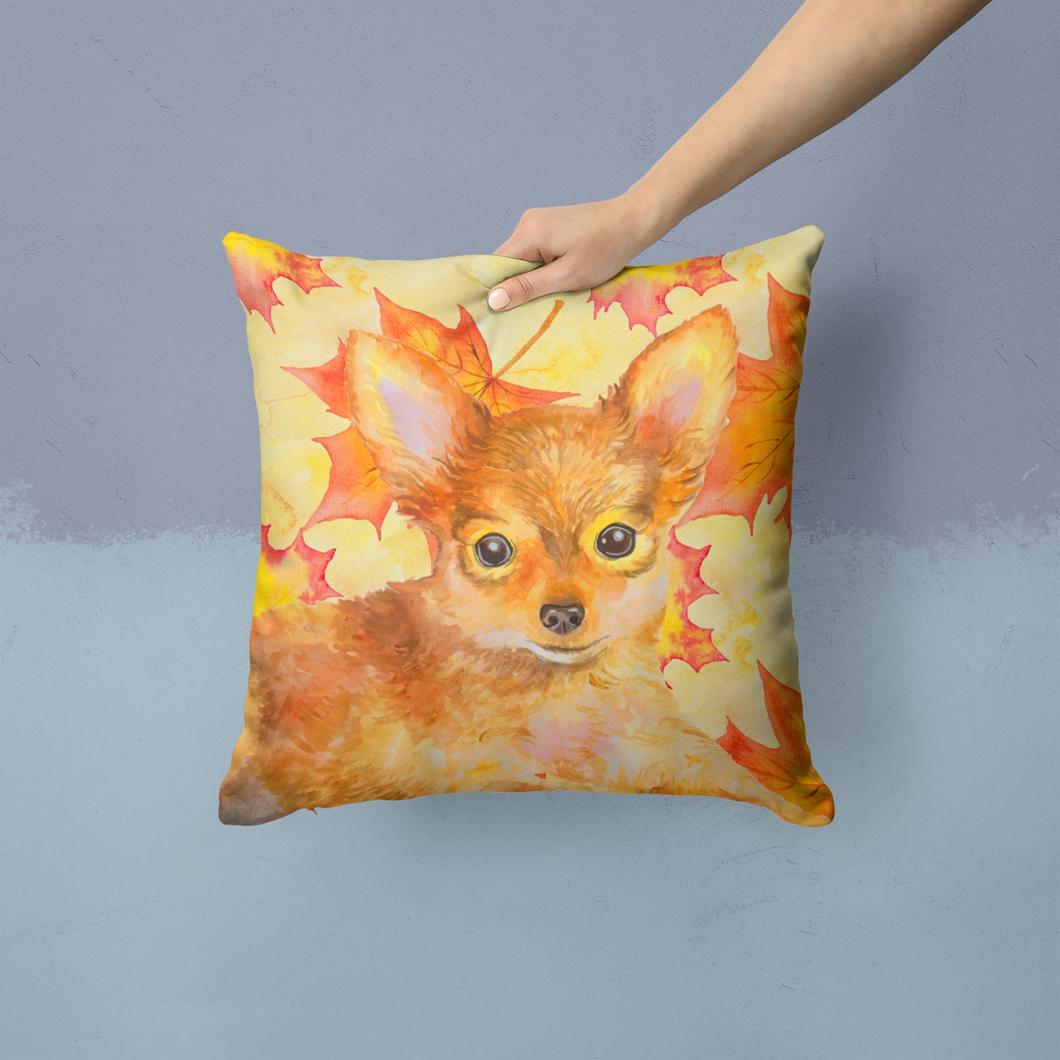 Toy Terrier Fall Fabric Decorative Pillow BB9983PW1414 - the-store.com